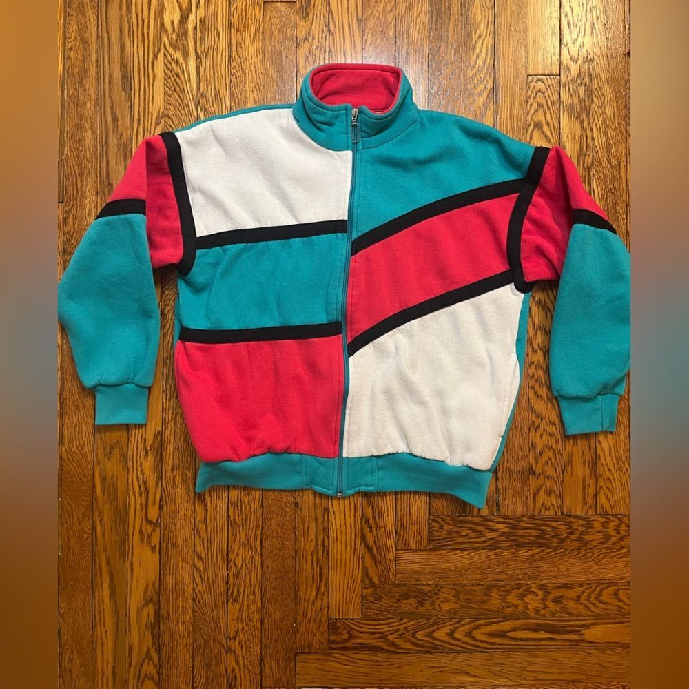 Vintage 80s Colorblock Zip-Up Jacket